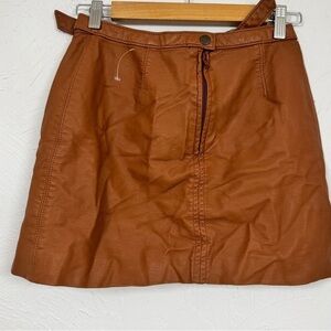 Free People Brown Leather Mini Skirt